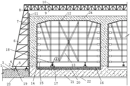 大斷面多孔超長現(xiàn)澆箱涵支模體系的制作方法附圖