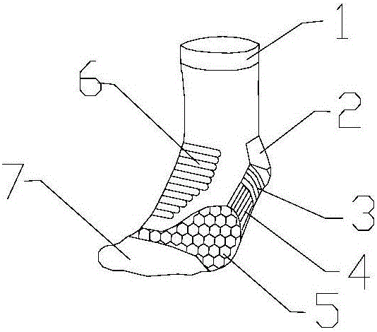 具有腳掌減震和腳背防護(hù)功能的冰壺襪的制作方法附圖
