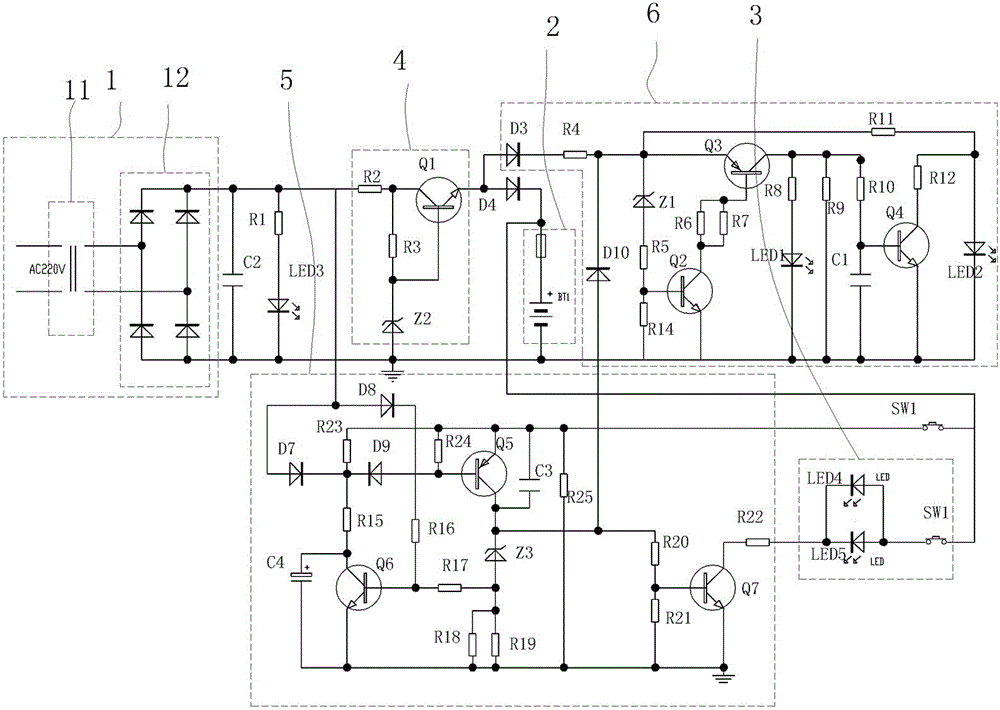 過充過放充滿指示兼電量指示的電路的制作方法附圖