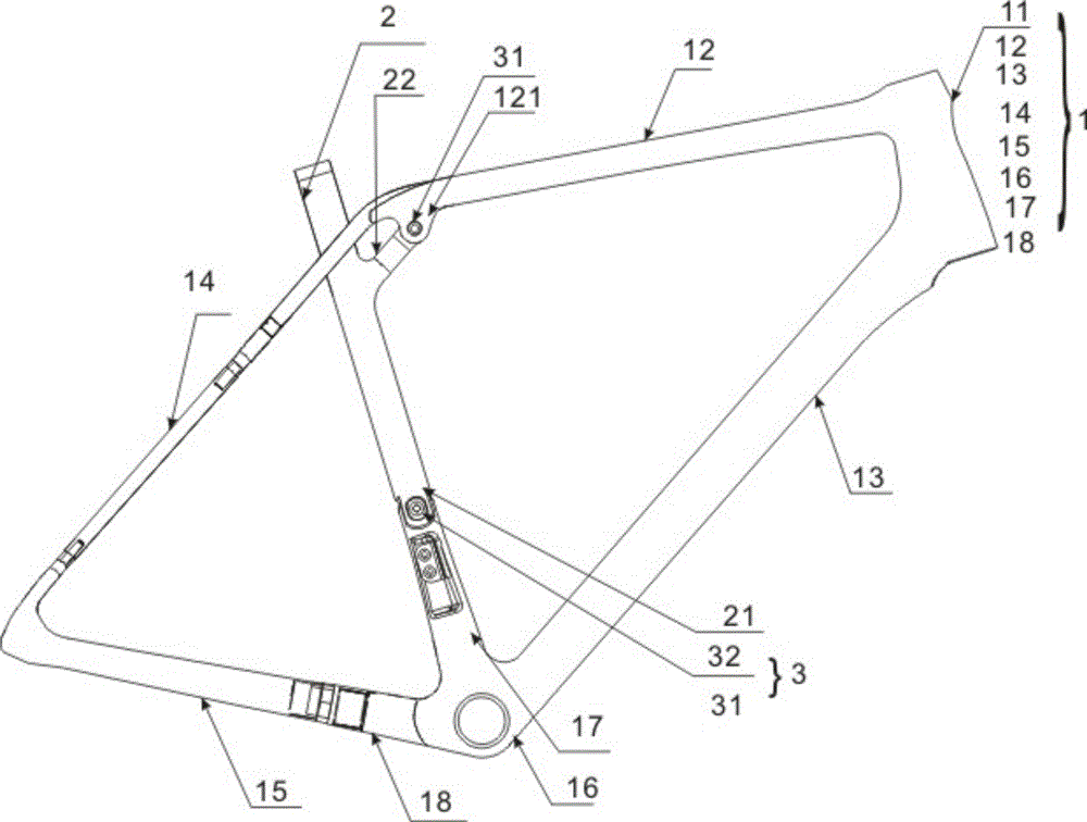 一種具有減震功能的碳纖維車架的制作方法附圖