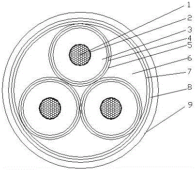 一種防腐蝕阻水交聯(lián)聚乙烯絕緣電力電纜的制作方法附圖