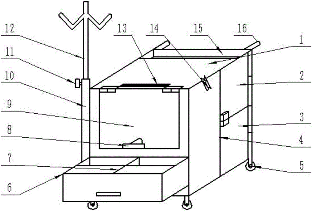 一種移動(dòng)式多功能醫(yī)療柜的制作方法附圖