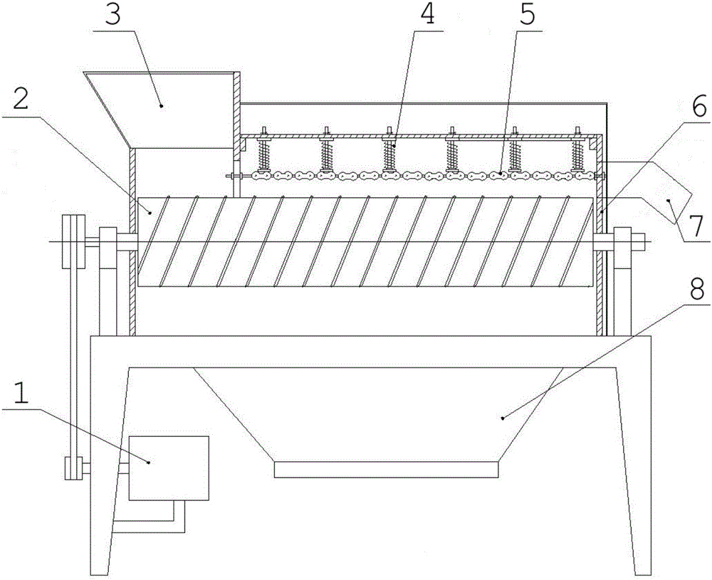一種鏈?zhǔn)桨闹迗?jiān)果脫皮機(jī)的制作方法附圖